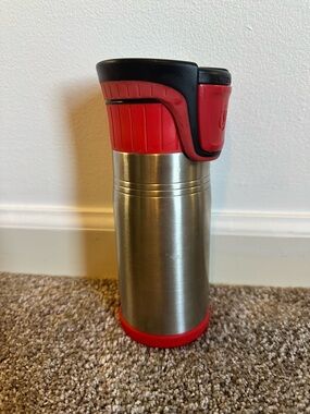 Contigo Ignite Travel Mug Autoseal 16 oz Stainless Steel Silver with Red